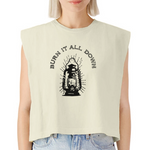 BURN IT ALL DOWN Washed Women´s Muscle Tank Top - faded cream