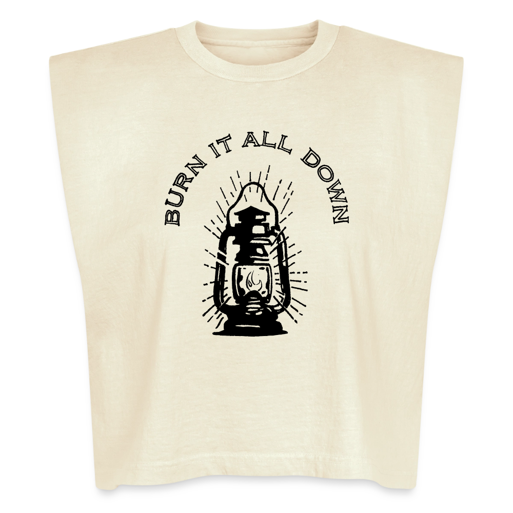 BURN IT ALL DOWN Washed Women´s Muscle Tank Top - faded cream