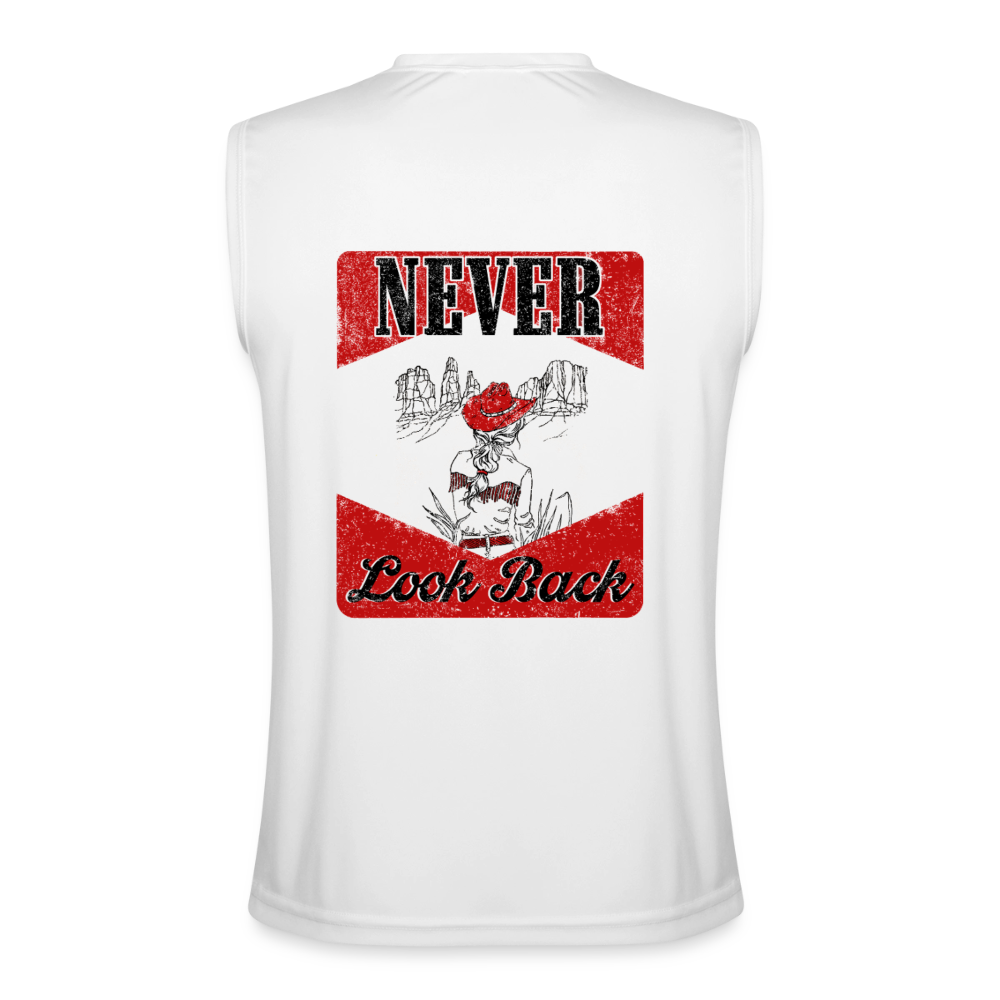 NEVER LOOK BACK Men’s Performance Sleeveless Shirt - white