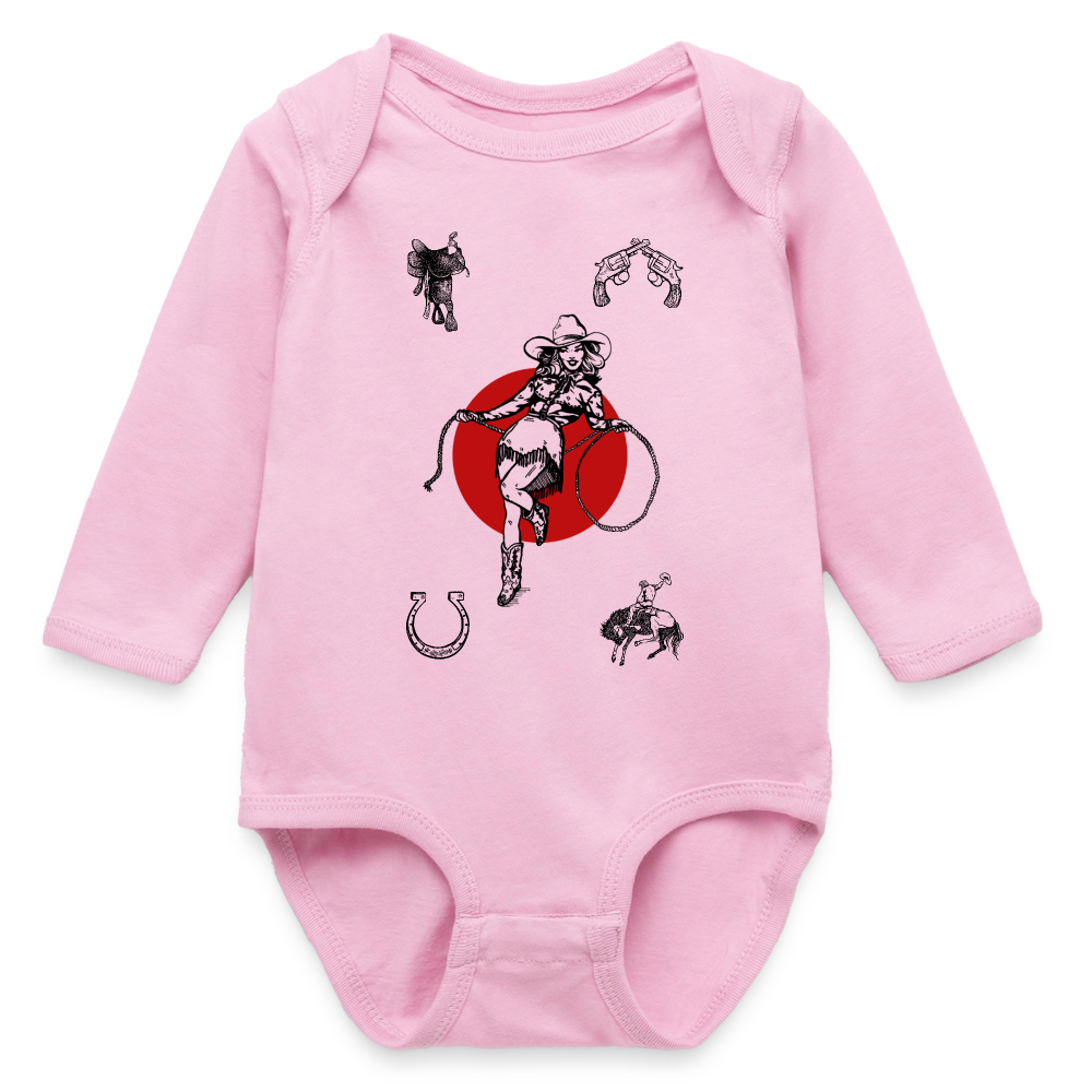 Wild Gal Long Sleeve Baby Bodysuit - light pink