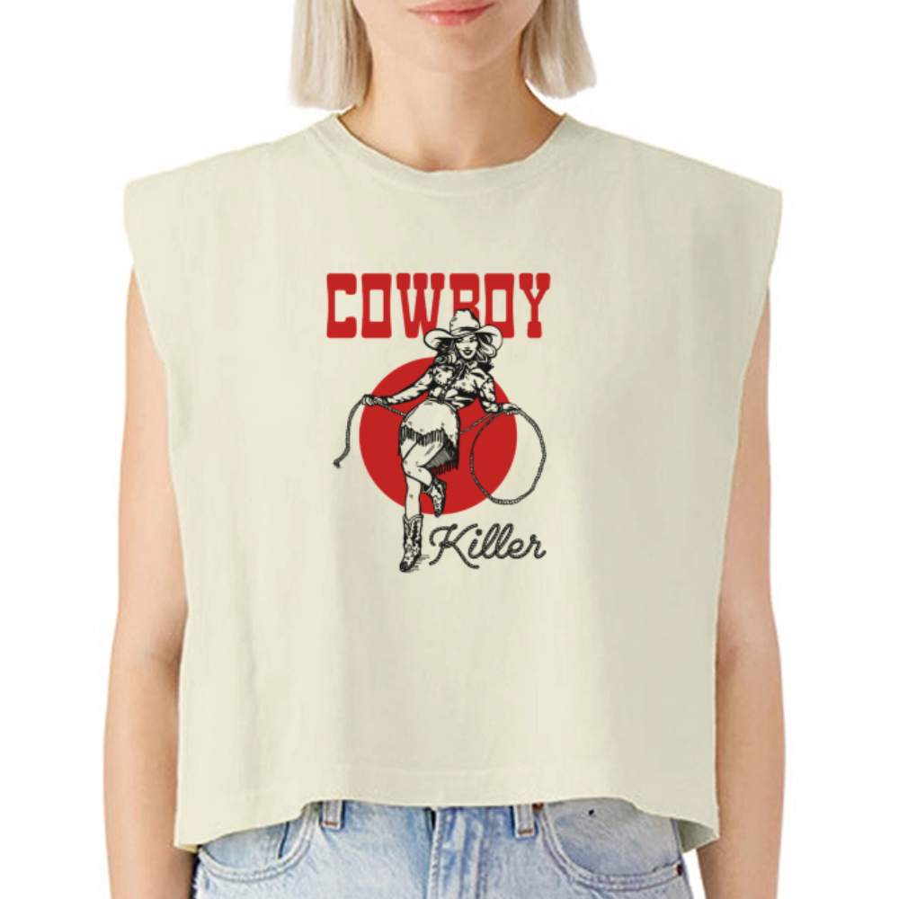 Cowboy Killer Washed Women's Muscle Tank Top - faded cream