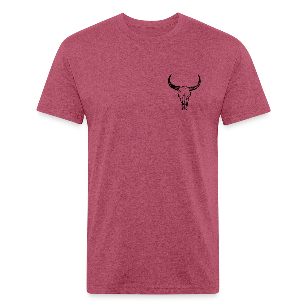 COW SKULL Fitted Tee - heather burgundy