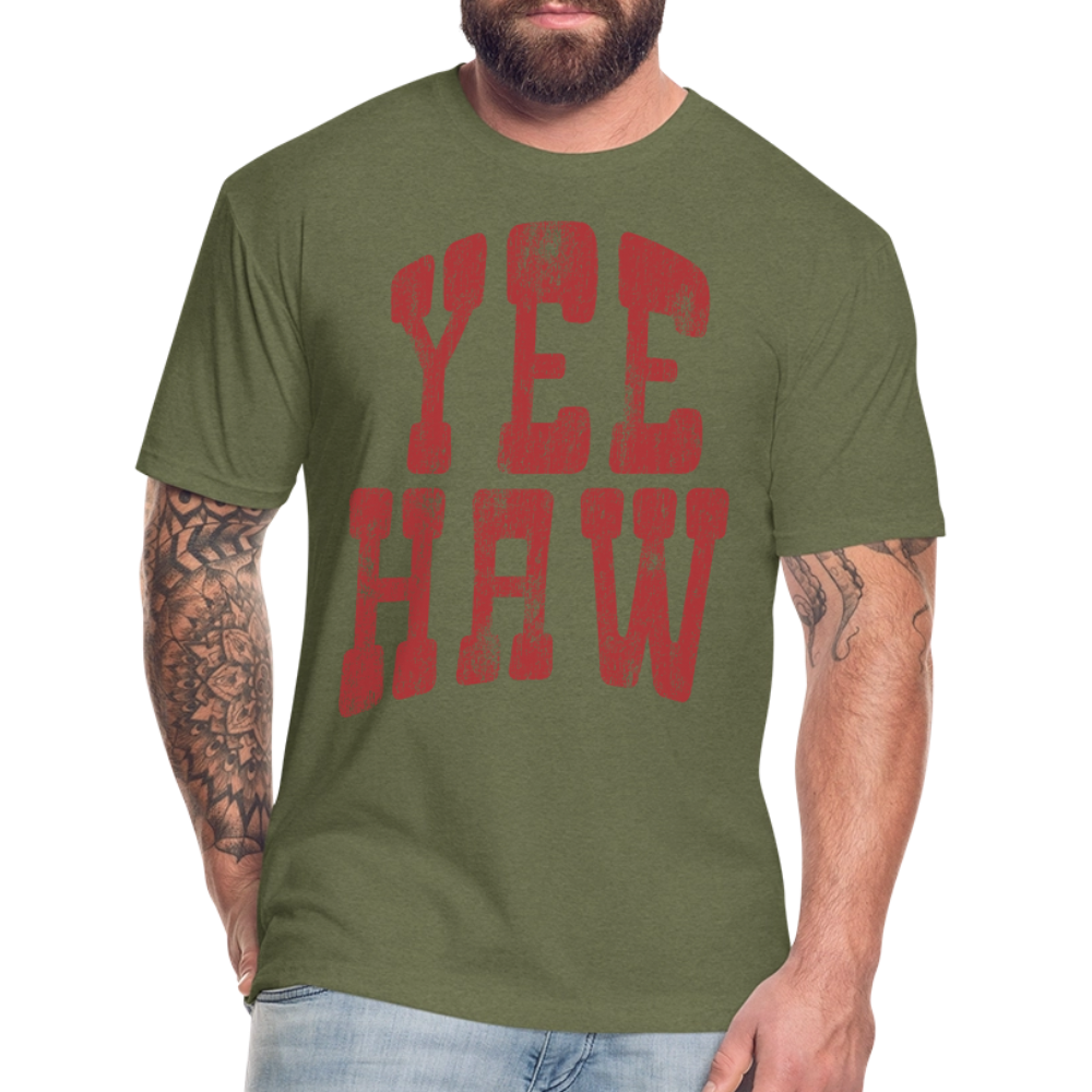 YEEHAW Fitted Tee - heather military green