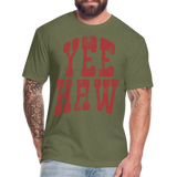 YEEHAW Fitted Tee - heather military green