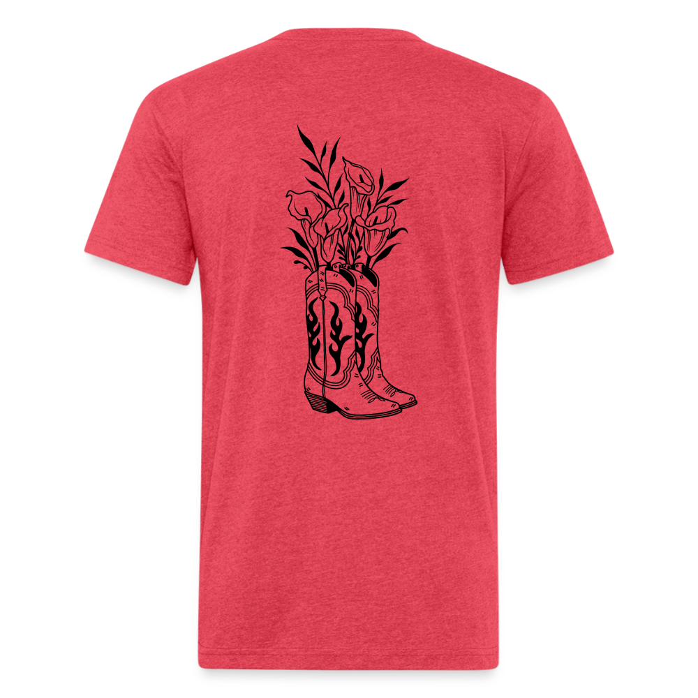 FLORAL BOOTS Fitted Tee - heather red