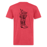 FLORAL BOOTS Fitted Tee - heather red