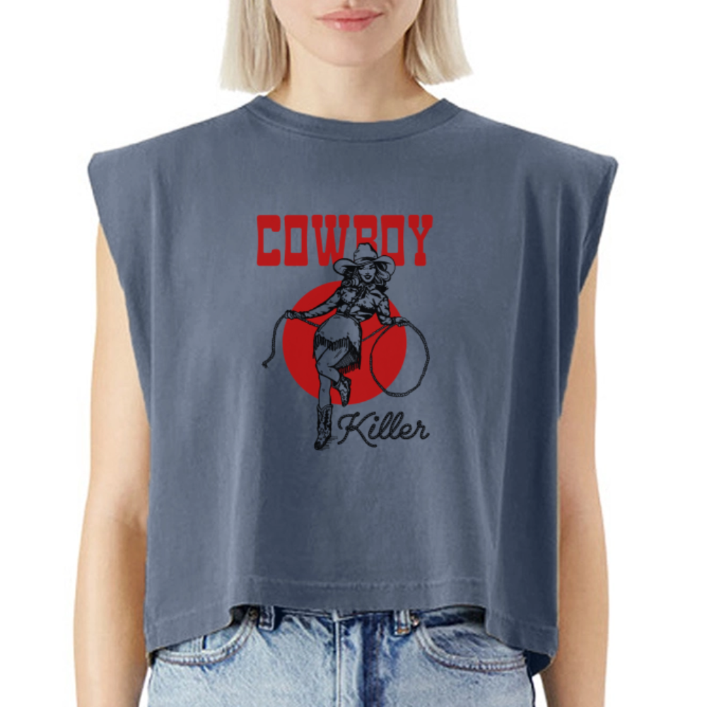 Cowboy Killer Washed Women's Muscle Tank Top - faded navy