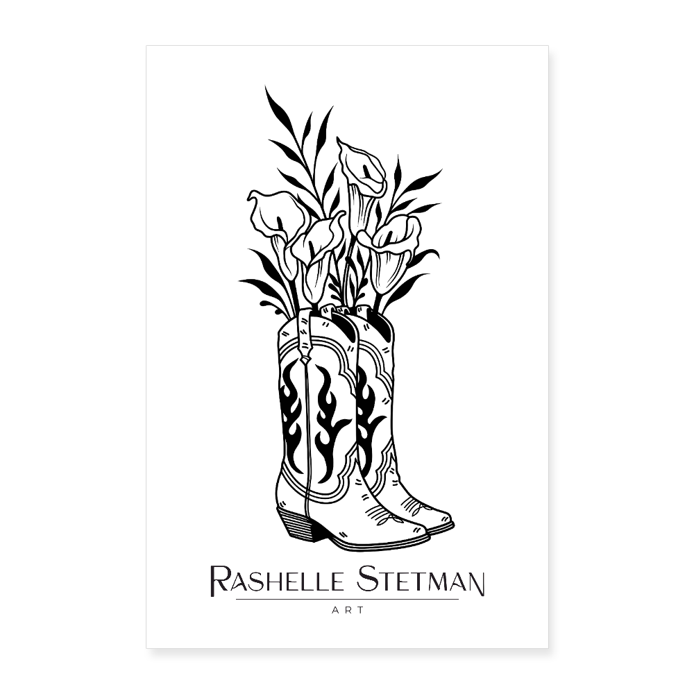 FLORAL BOOTS Poster 8x12 - white