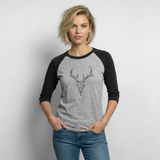 DEER SKULL Baseball Tee - heather gray/black