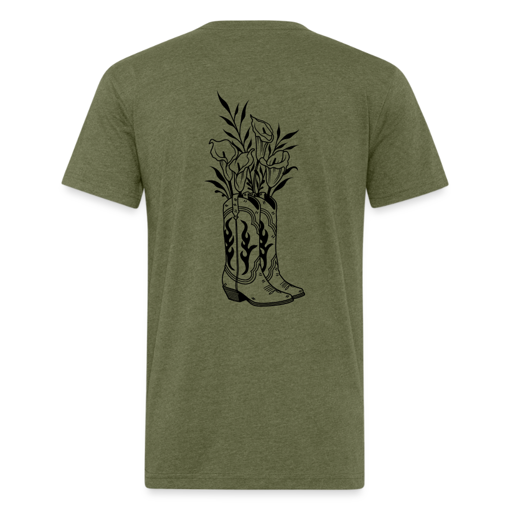 FLORAL BOOTS Fitted Tee - heather military green