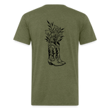 FLORAL BOOTS Fitted Tee - heather military green