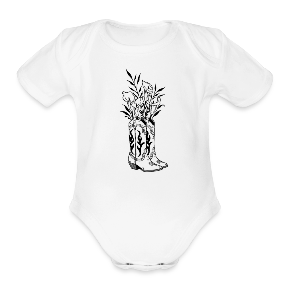 FLORAL BOOTS Organic Baby Onesie - white