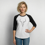 DEER SKULL Baseball Tee - white/black