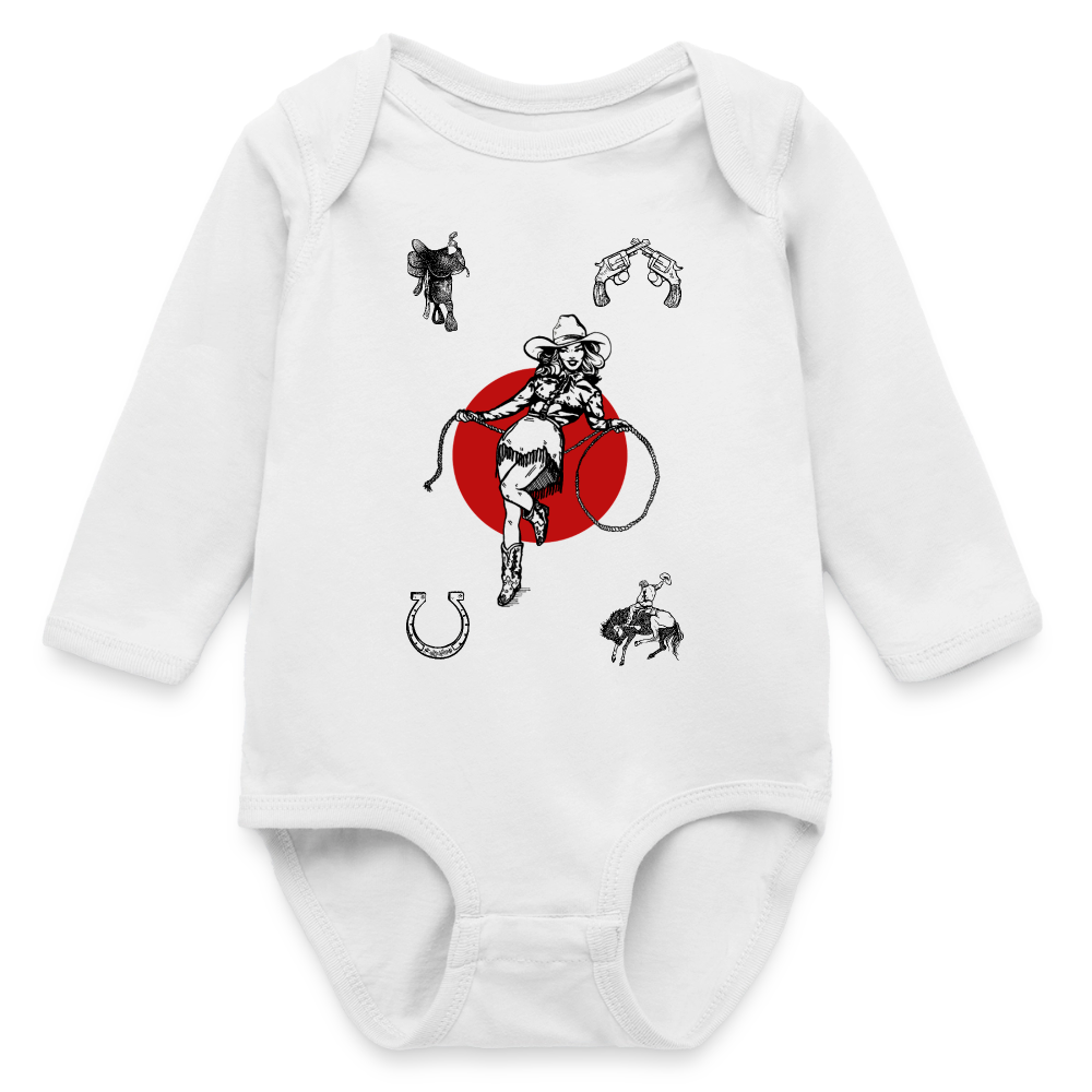 Wild Gal Long Sleeve Baby Bodysuit - white