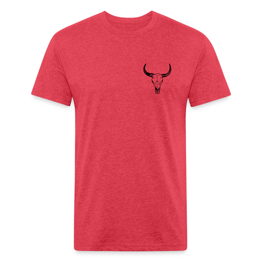 COW SKULL Fitted Tee - heather red