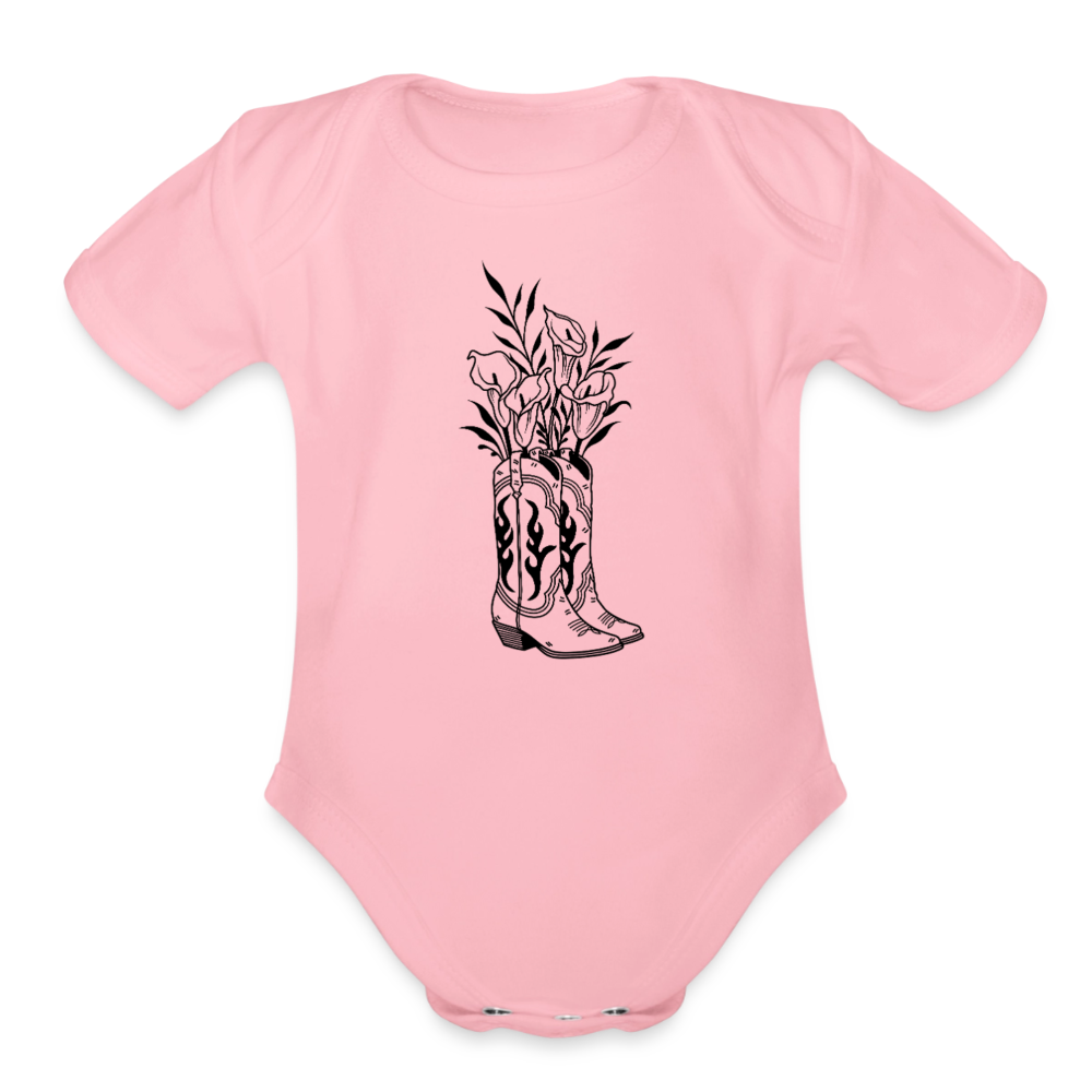 FLORAL BOOTS Organic Baby Onesie - light pink