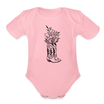FLORAL BOOTS Organic Baby Onesie - light pink
