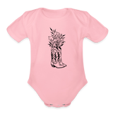 FLORAL BOOTS Organic Baby Onesie - light pink