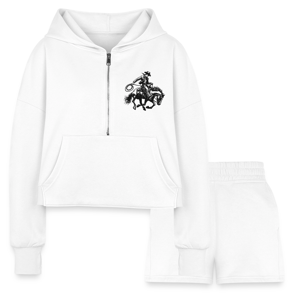 COWBOY Cropped Hoodie & Jogger Set - white