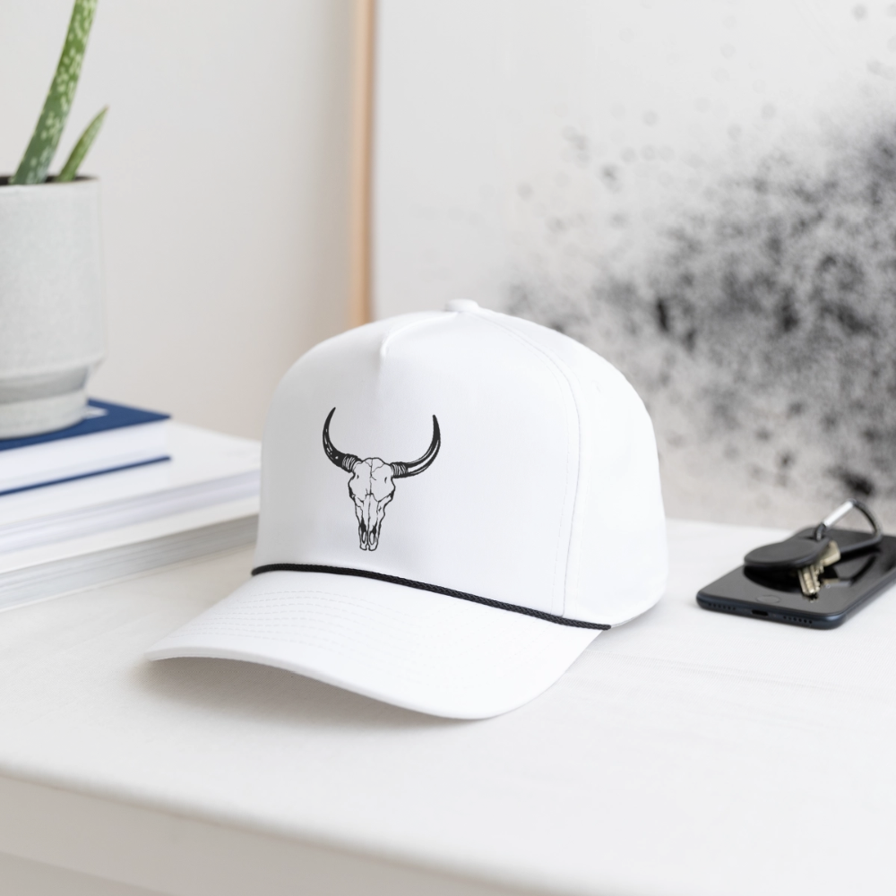 COW SKULL Rope Cap - white/black