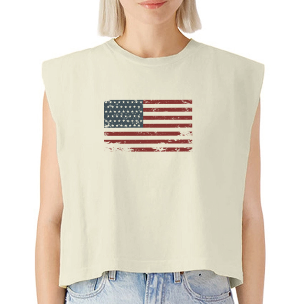 MERICA Muscle Tank - faded cream