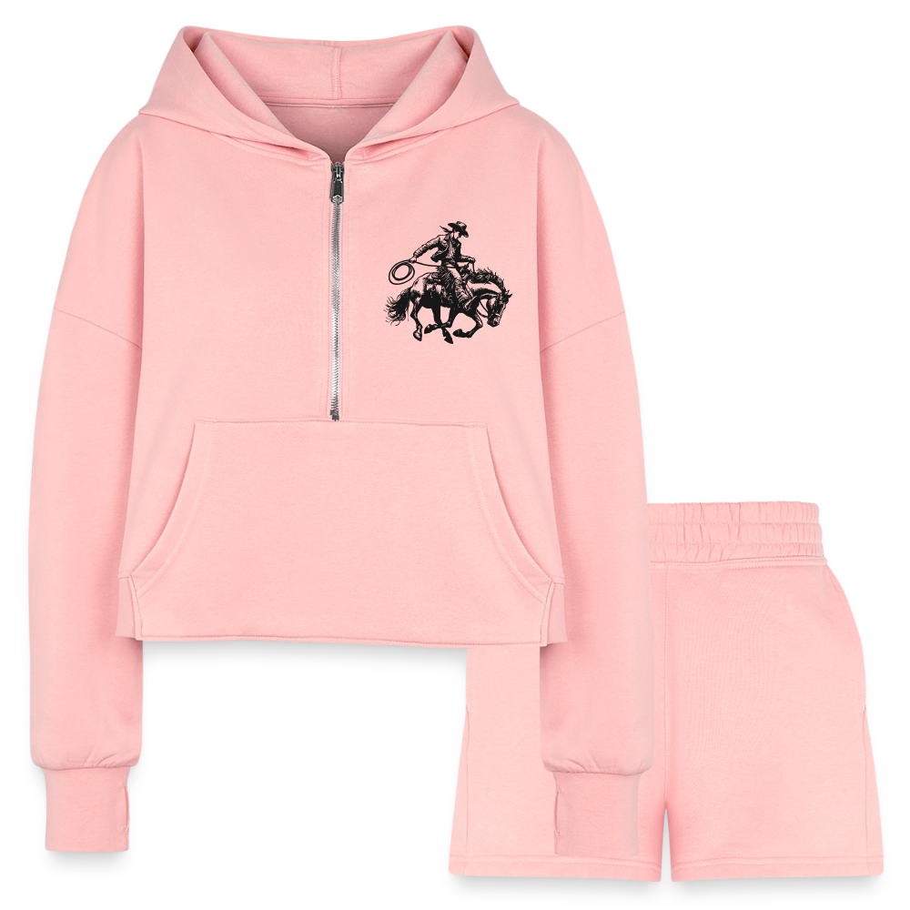 COWBOY Cropped Hoodie & Jogger Set - light pink