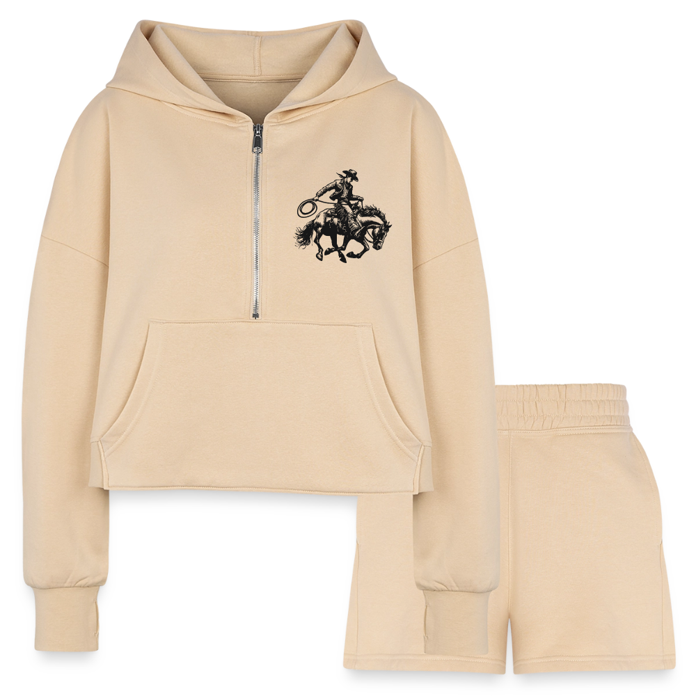 COWBOY Cropped Hoodie & Jogger Set - nude