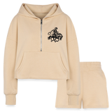 COWBOY Cropped Hoodie & Jogger Set - nude