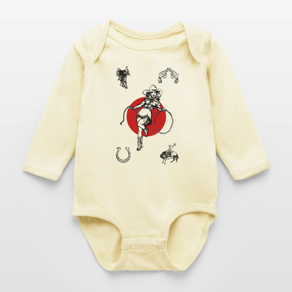 Wild Gal Long Sleeve Baby Bodysuit - natural