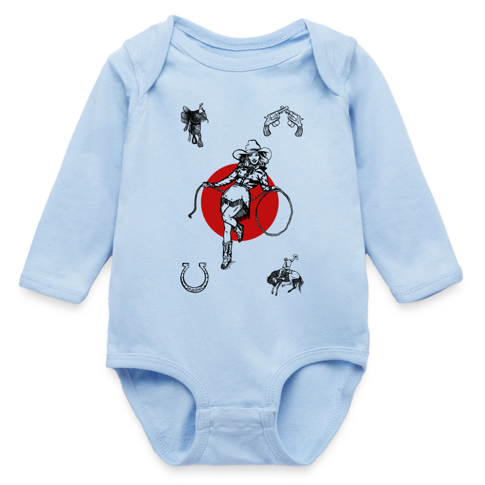 Wild Gal Long Sleeve Baby Bodysuit - light blue