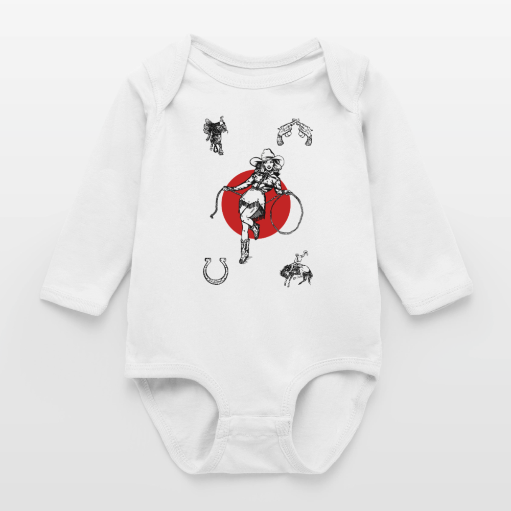 Wild Gal Long Sleeve Baby Bodysuit - white