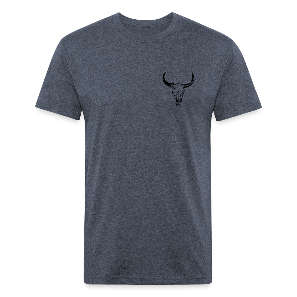 COW SKULL Fitted Tee - heather navy