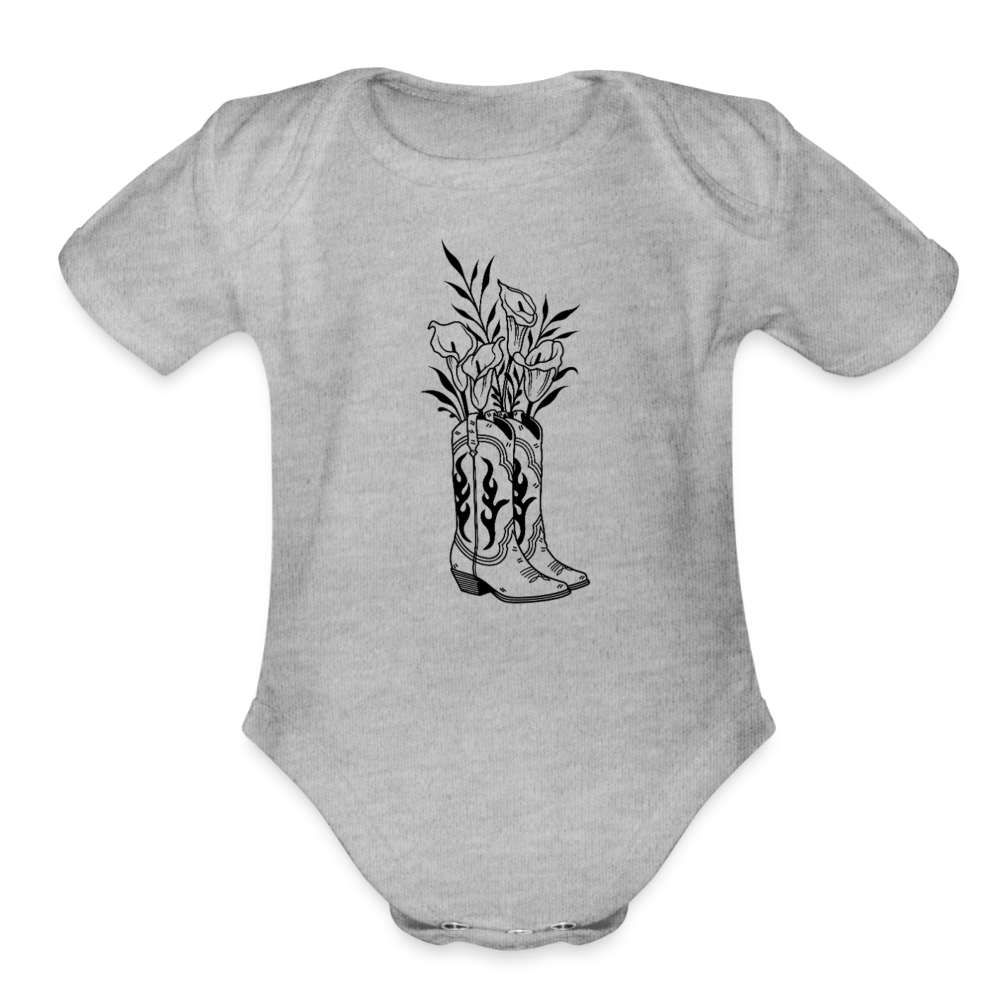 FLORAL BOOTS Organic Baby Onesie - heather grey