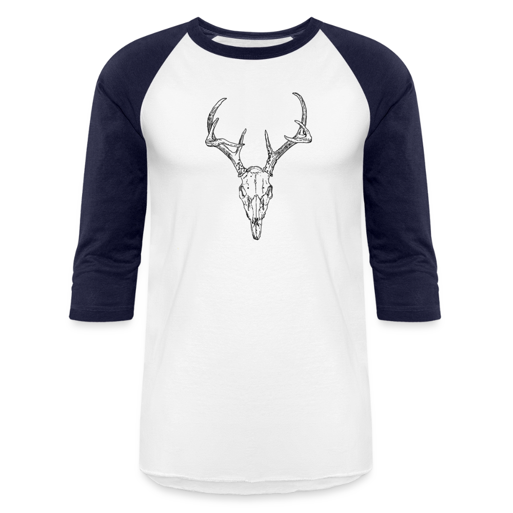 DEER SKULL Baseball Tee - white/navy