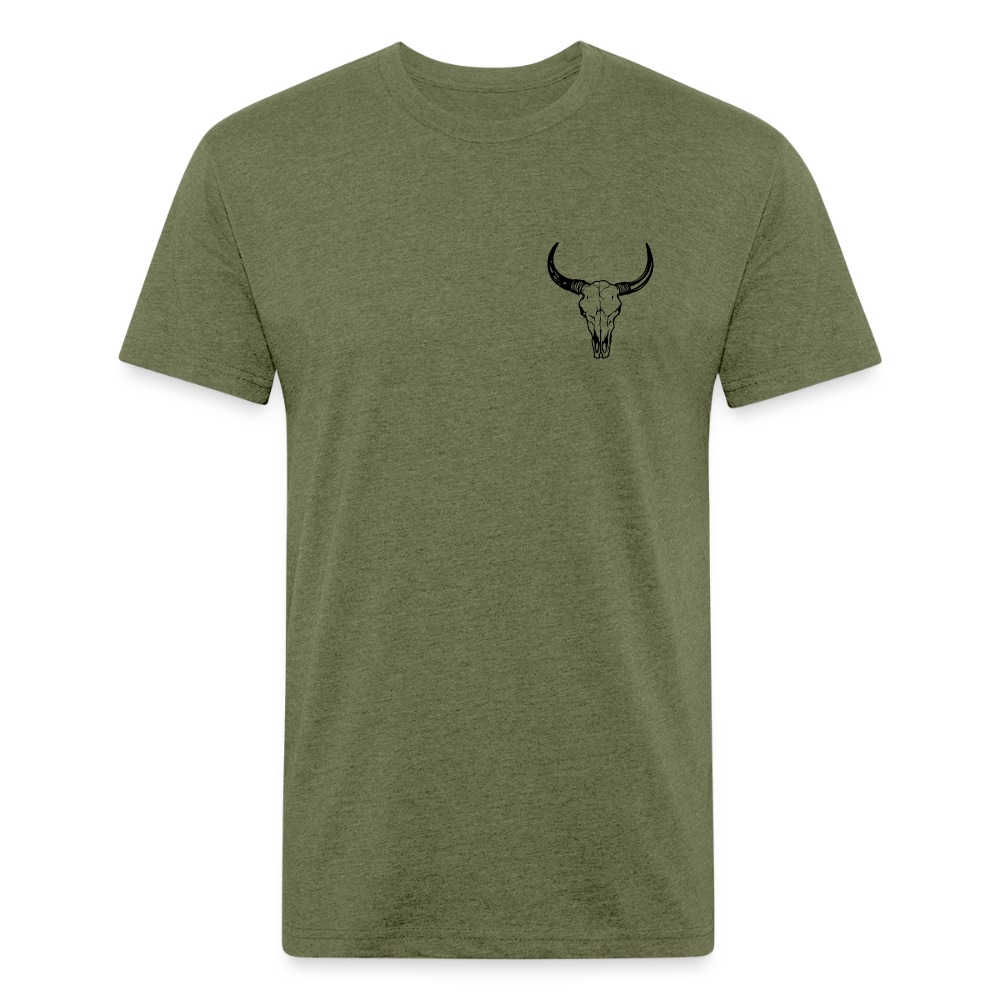 COW SKULL Fitted Tee - heather military green