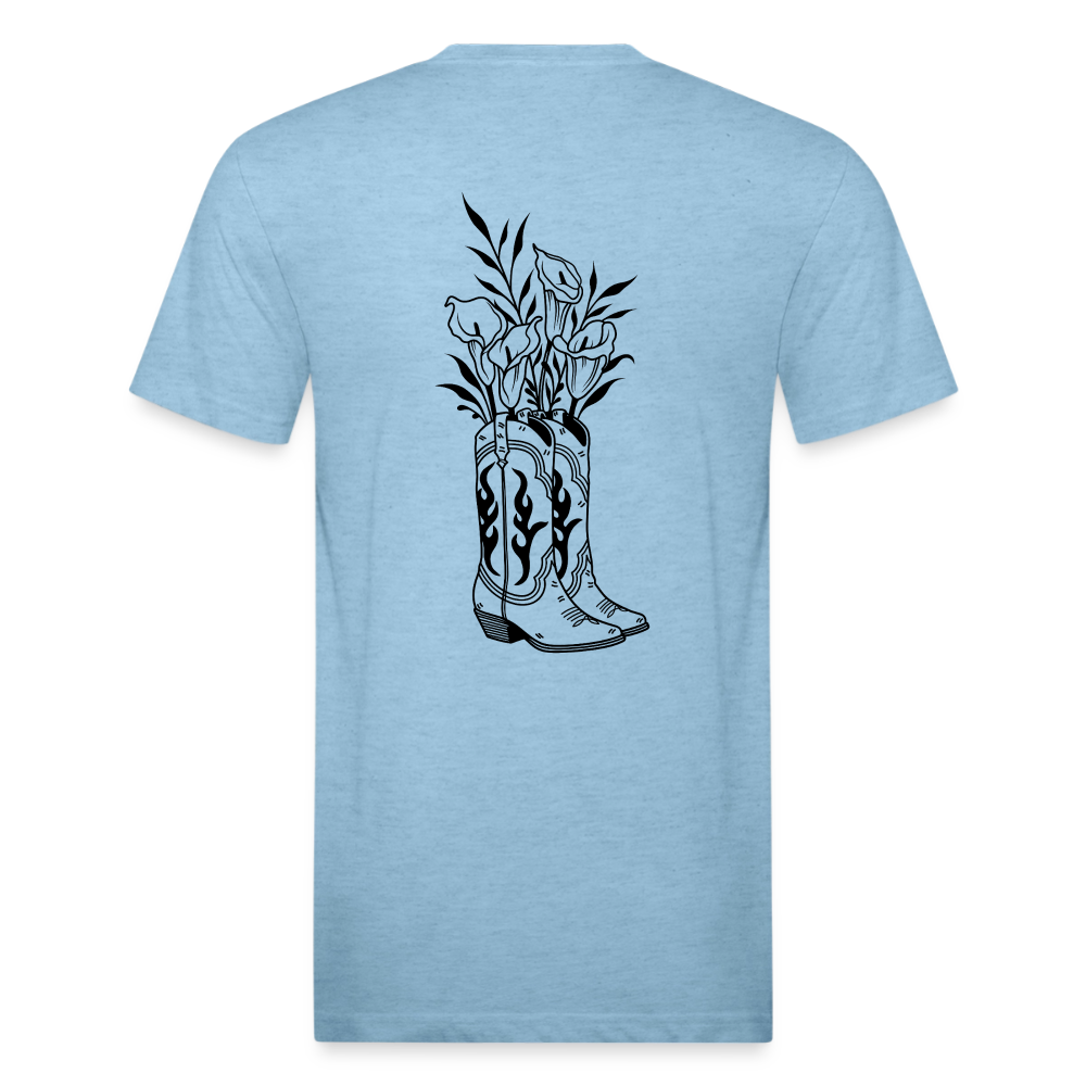 FLORAL BOOTS Fitted Tee - heather blue