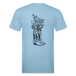 FLORAL BOOTS Fitted Tee - heather blue