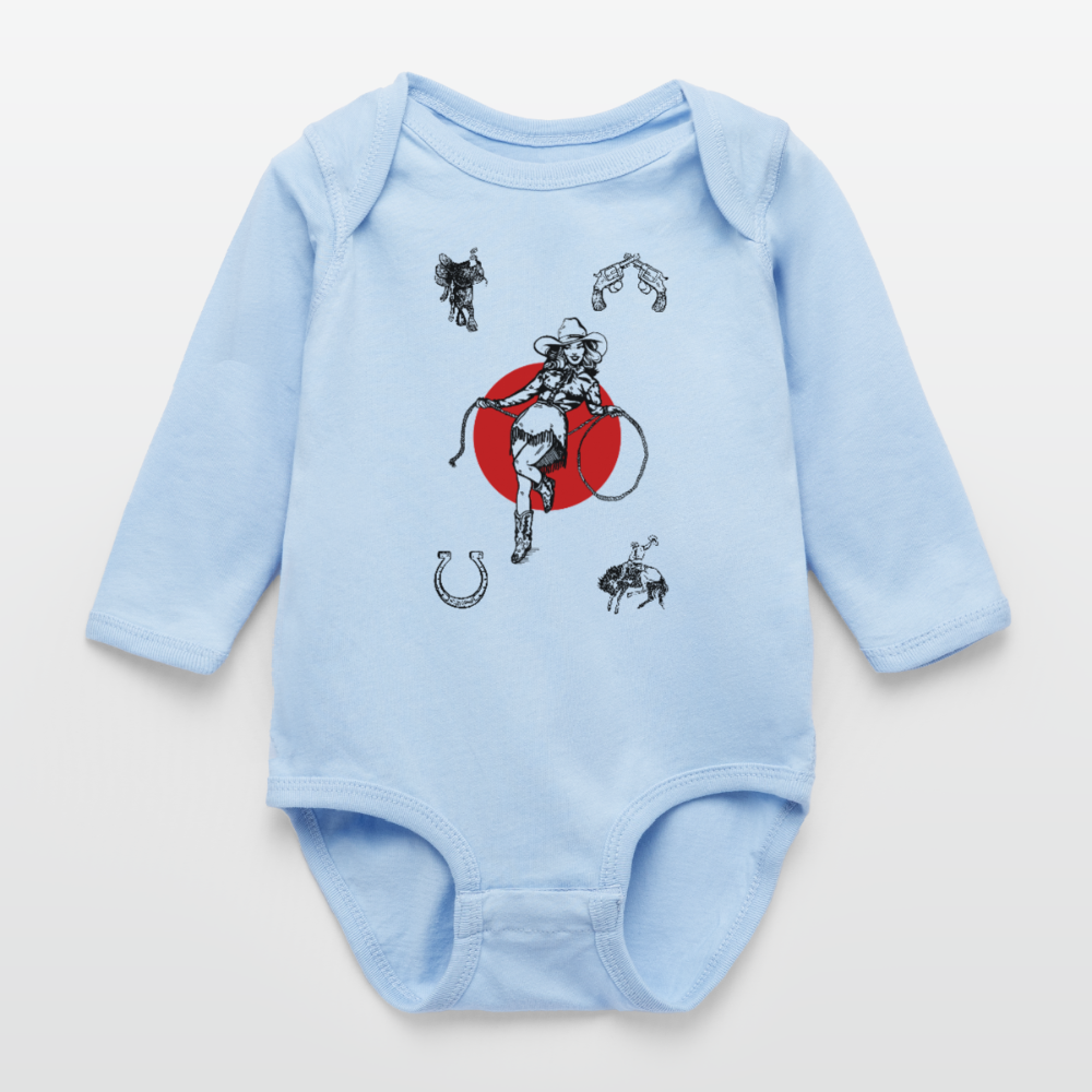 Wild Gal Long Sleeve Baby Bodysuit - light blue