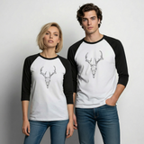 DEER SKULL Baseball Tee - white/black