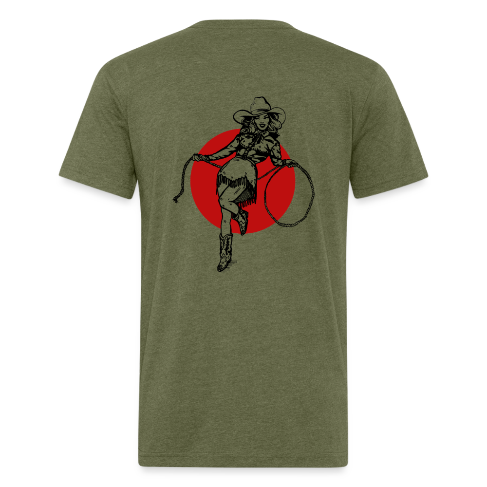 RS COWGIRL  Fitted Cotton/Poly Tee - heather military green