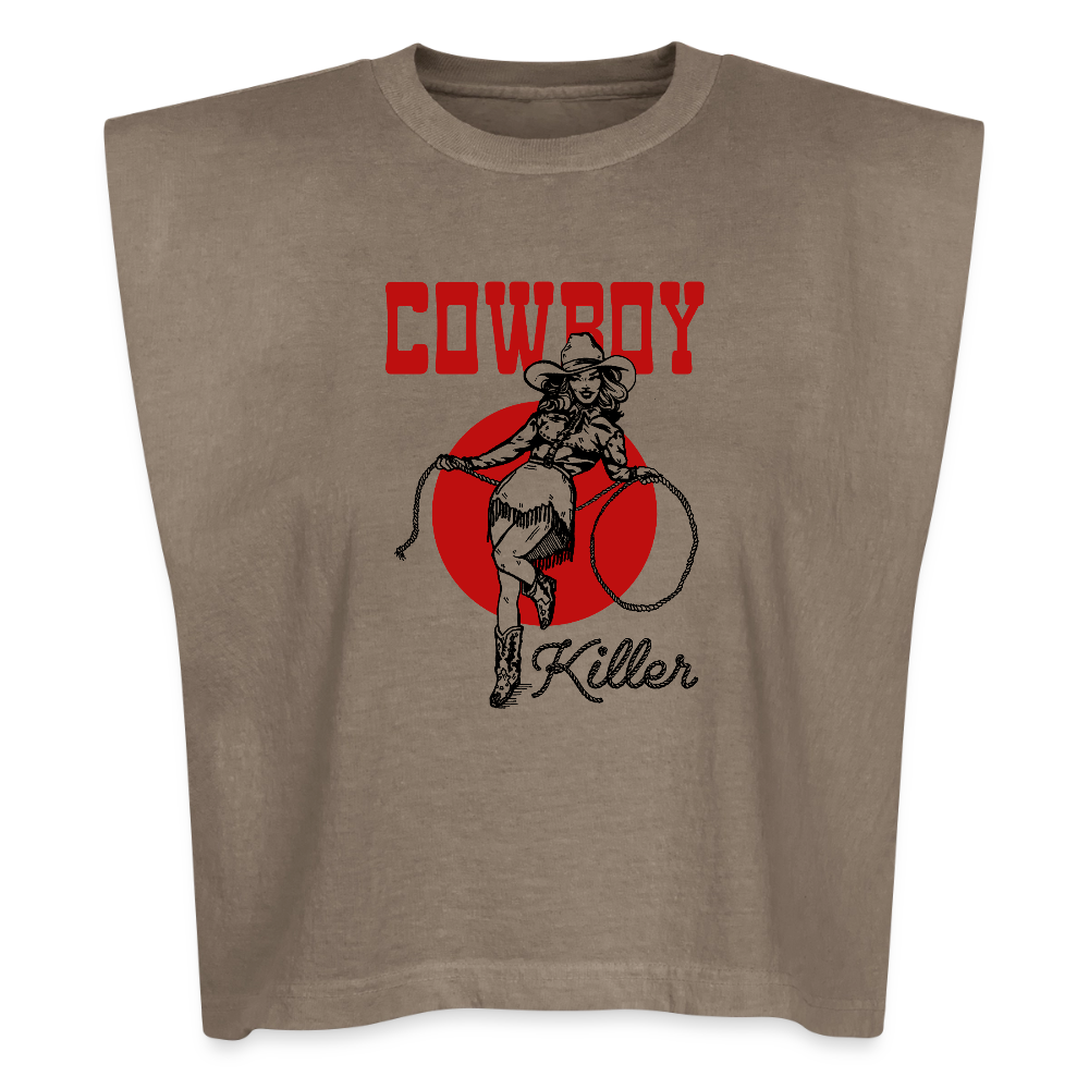 Cowboy Killer Washed Women's Muscle Tank Top - faded brown