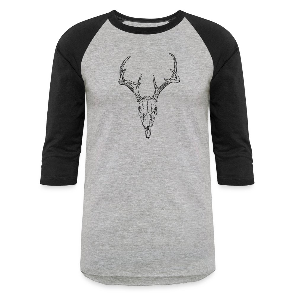 DEER SKULL Baseball Tee - heather gray/black