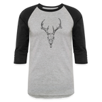 DEER SKULL Baseball Tee - heather gray/black