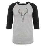 DEER SKULL Baseball Tee - heather gray/black